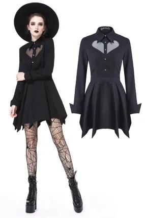 Gothic sexy mesh heart pleated collar bow dress DW205