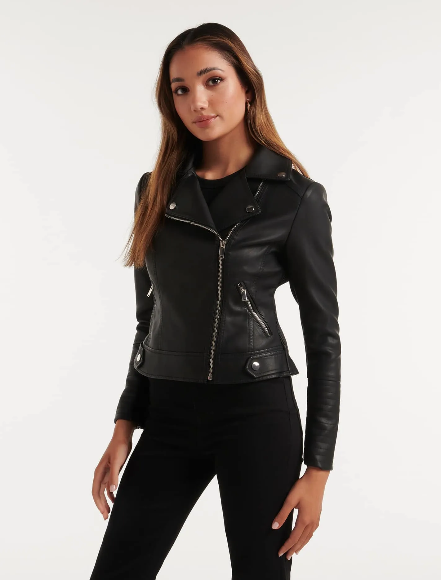 Heidi Petite Pu Biker Jacket