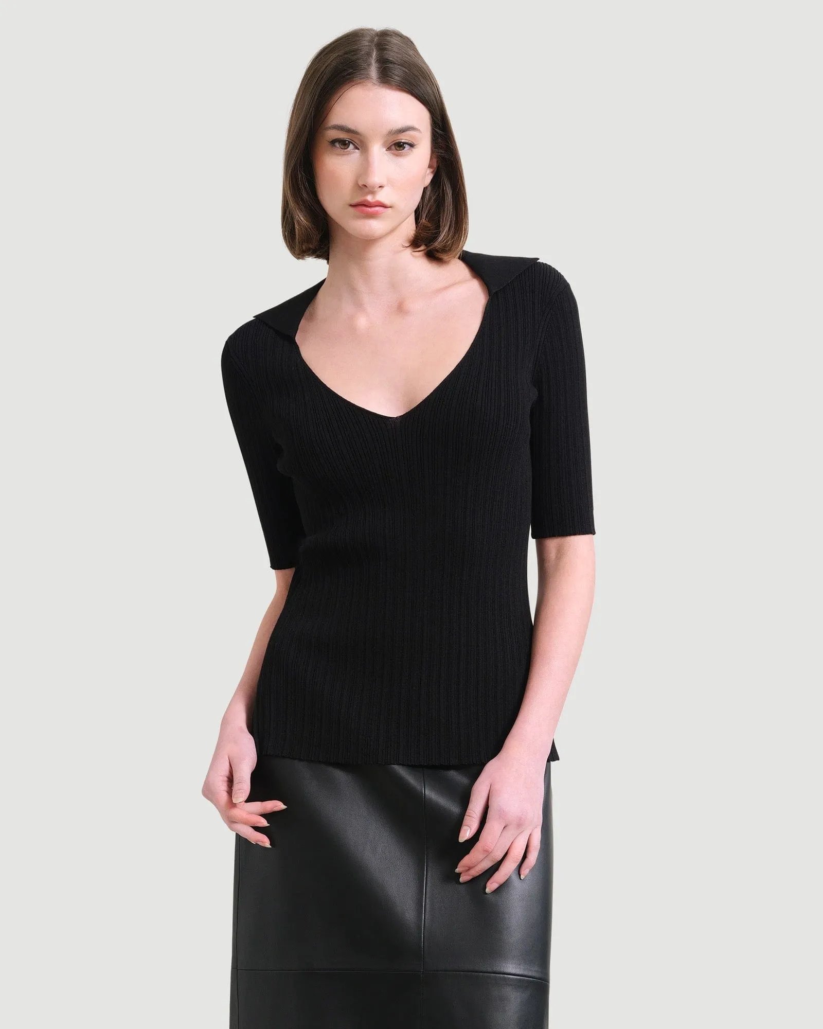 Hunter Collared Short-Sleeve Sweater