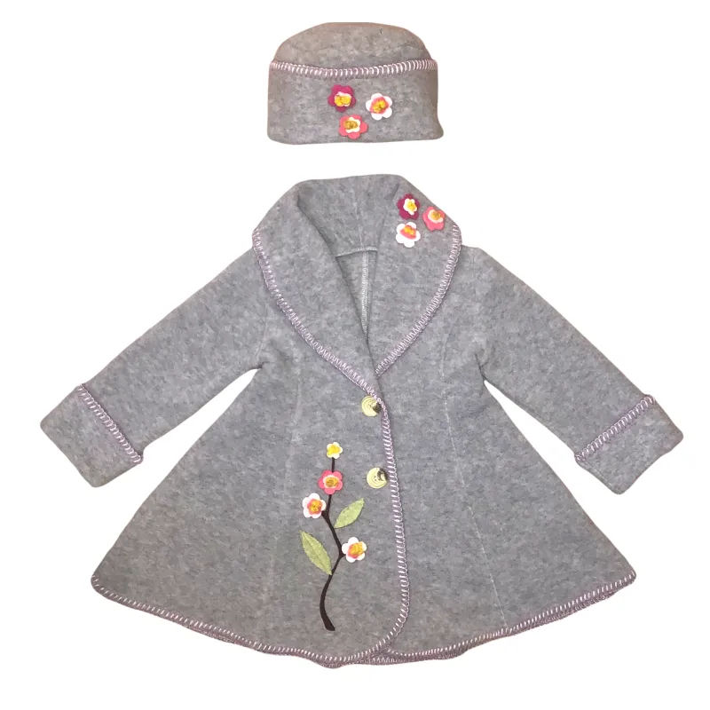 Isadora Swing Coat  and Hat Set Stone Grey