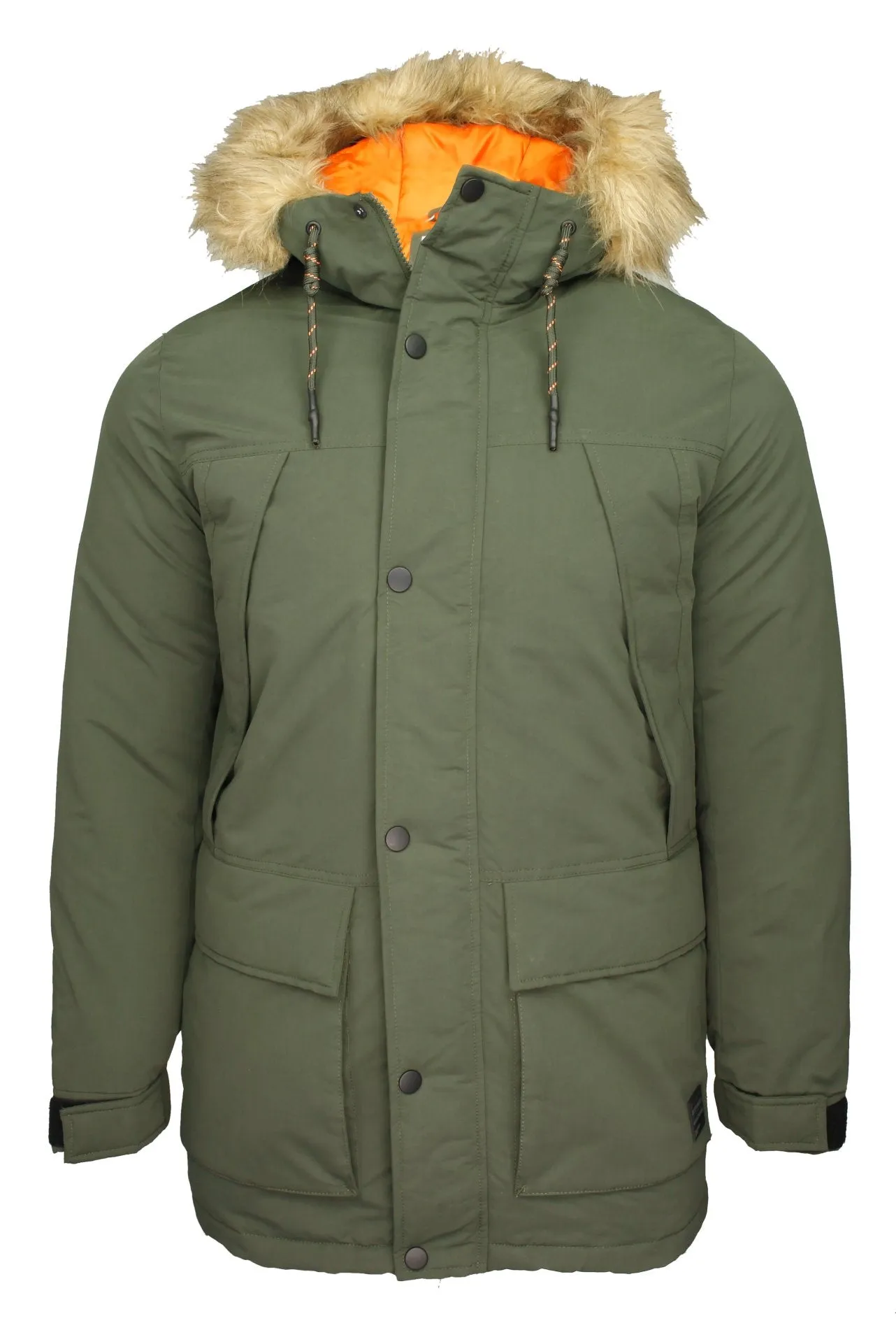 Jack & Jones Mens Faux Fur Hooded Parka Jacket / Coat 'Super'