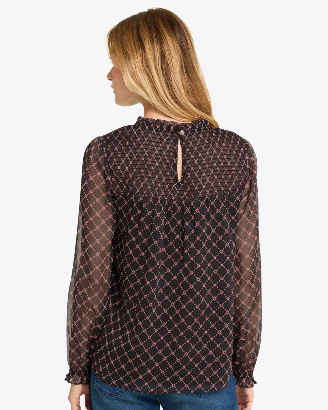 Jacqueline Long Sleeve Top in Crinkle Chiffon