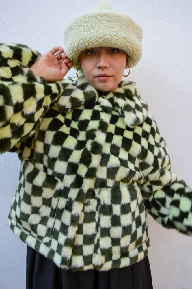 Jakke Traci Green Checkerboard Coat