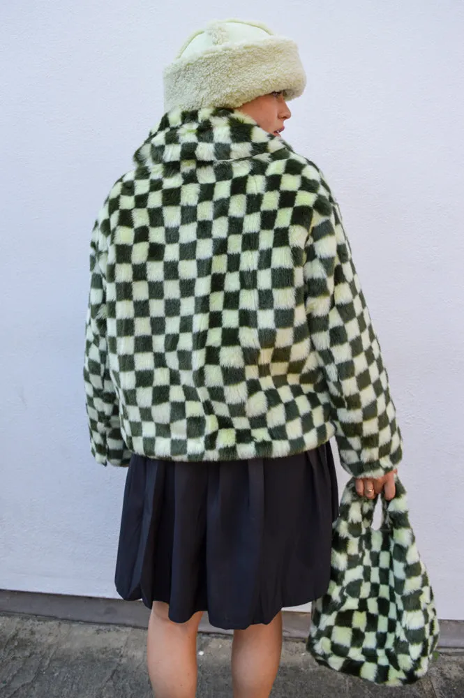 Jakke Traci Green Checkerboard Coat