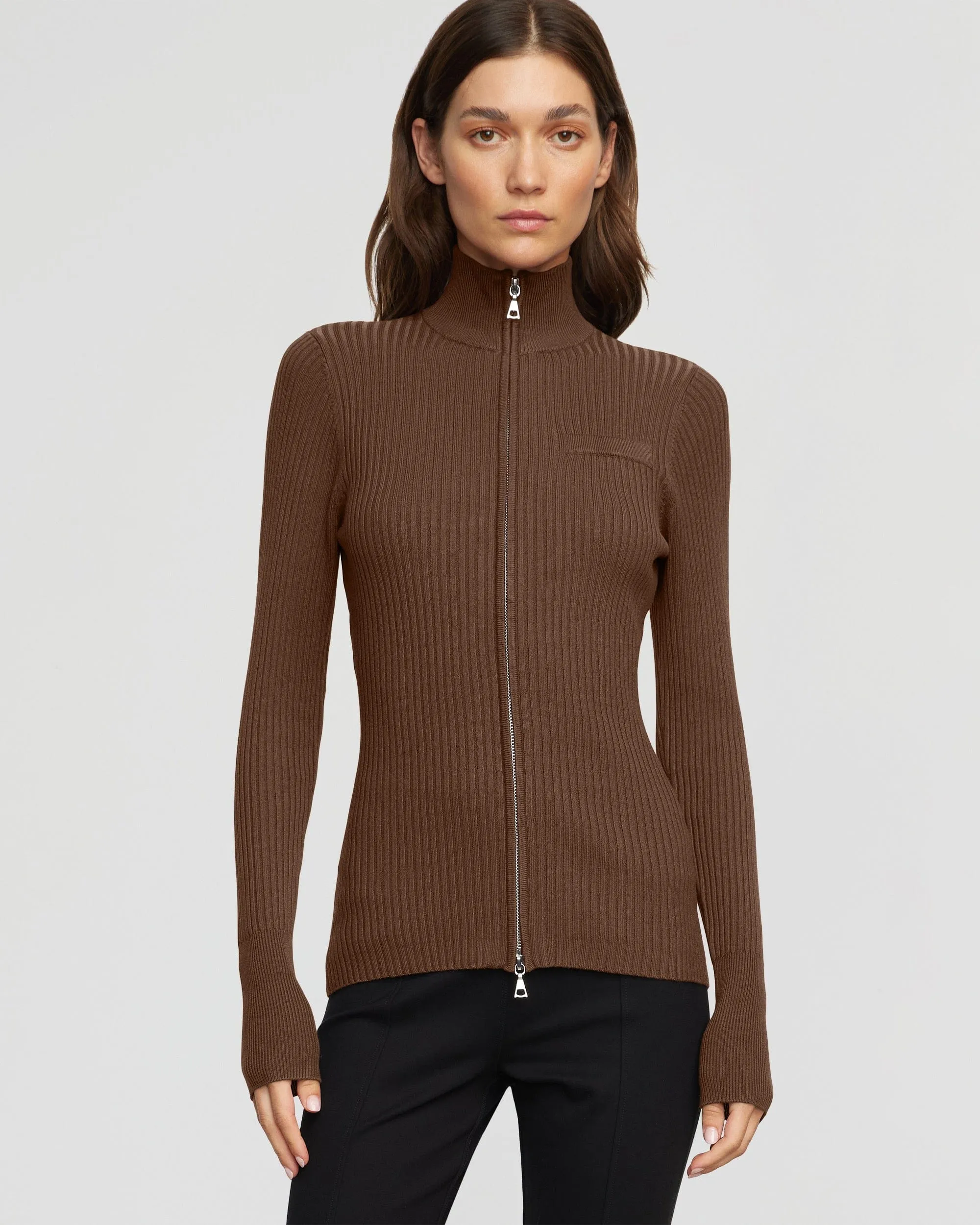 Kaine Ribbed Two-Way Zip Sweater