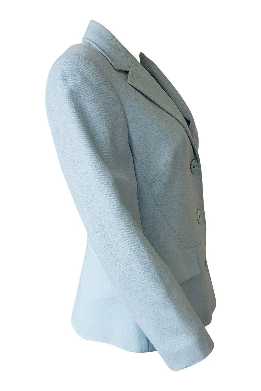 LAUREL Baby Blue Wool Angora Cashgora Blend Blazer Coat (UK 12)