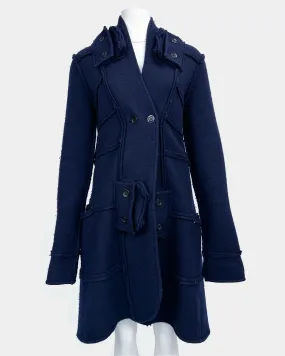 Marithé Francois Gribaud Navy Blue Distressed Coat 2000's