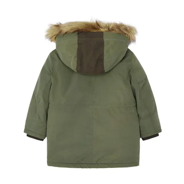 Mayoral Mini Faux Fur Hooded Parka Coat _Green 4464-17