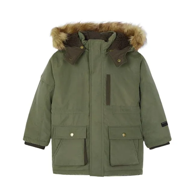 Mayoral Mini Faux Fur Hooded Parka Coat _Green 4464-17