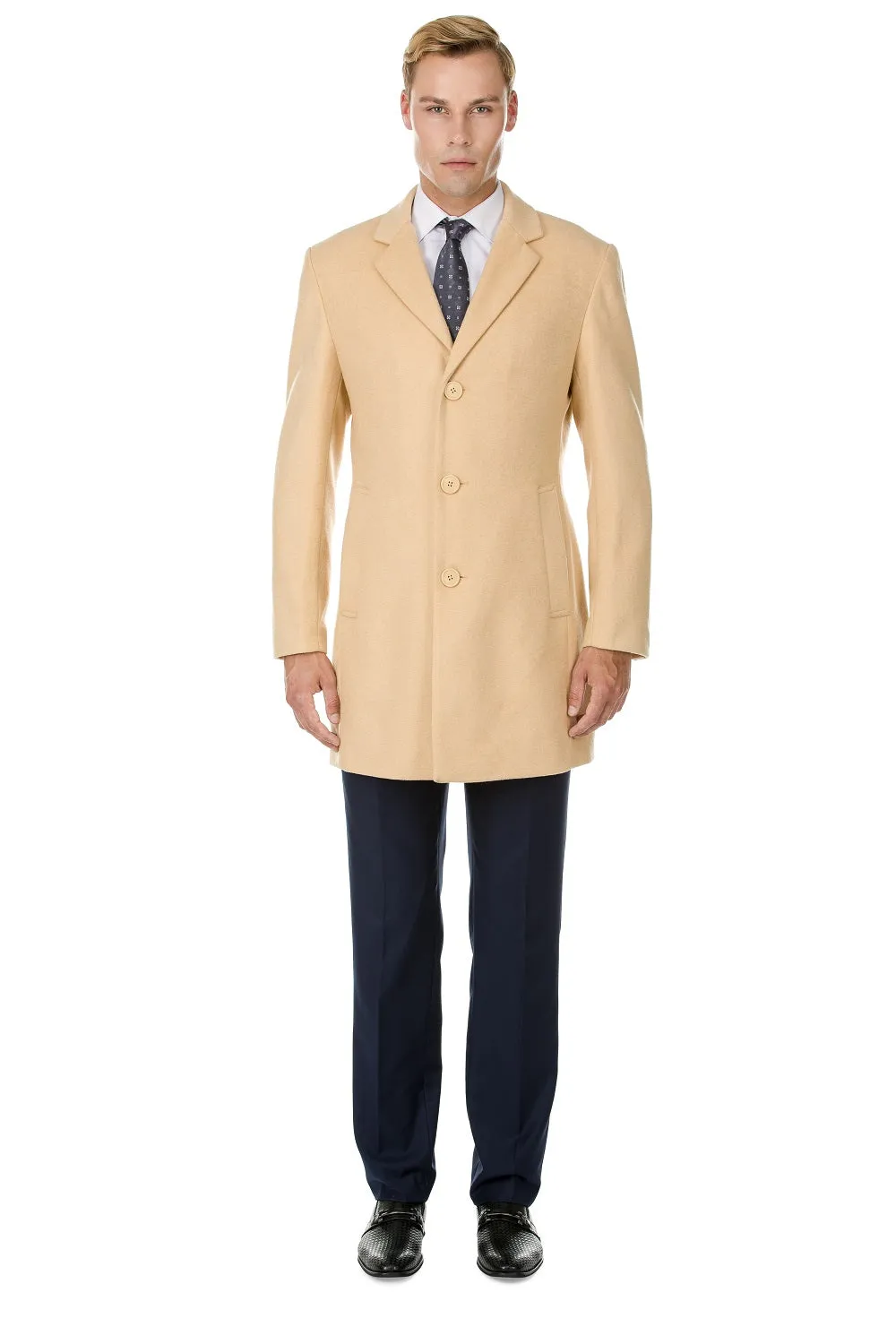 Men's Tailored Wool Blend Notch Collar Wool Blend Walker Car Coat Jacket