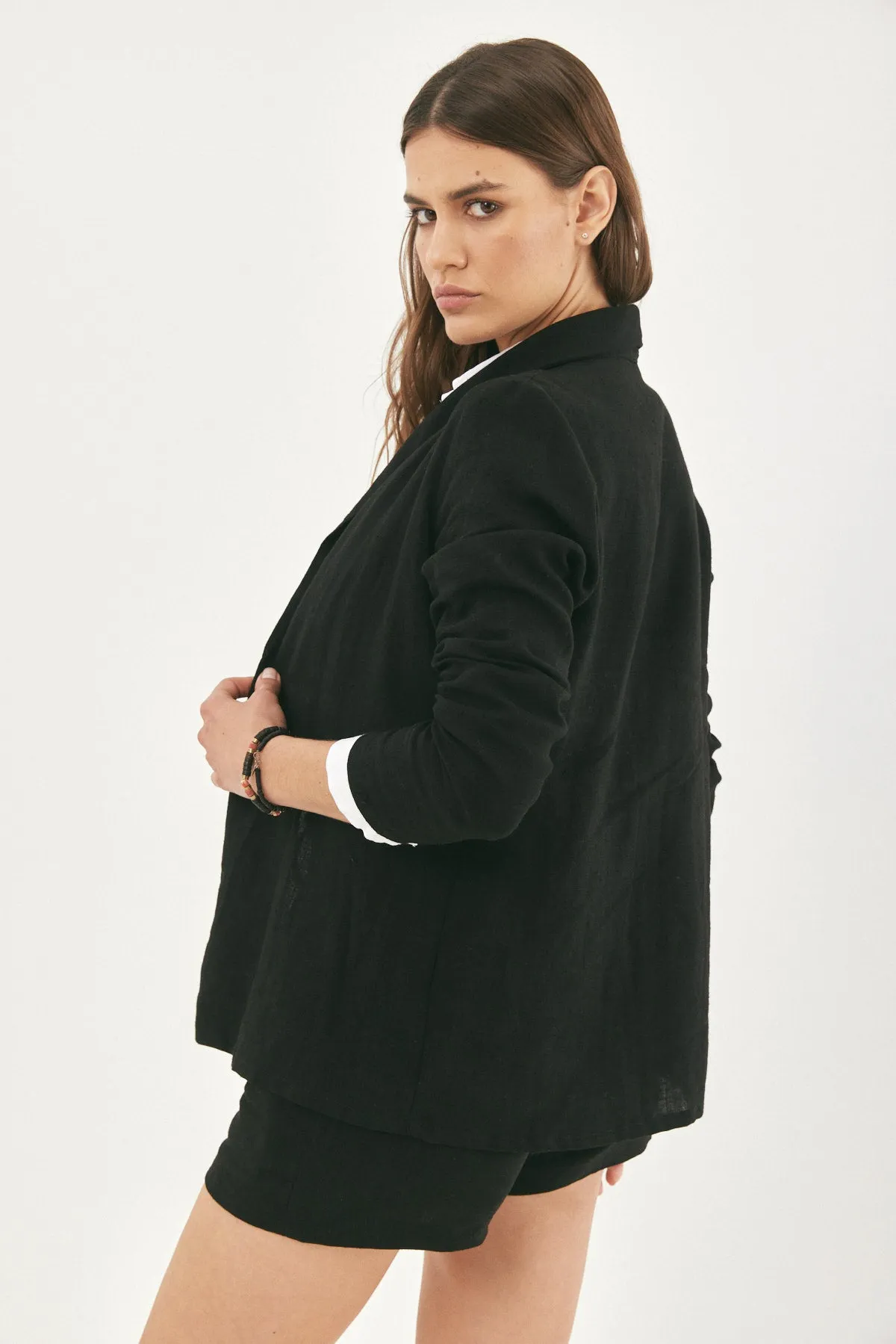 MILLA BLACK LINEN JACKET