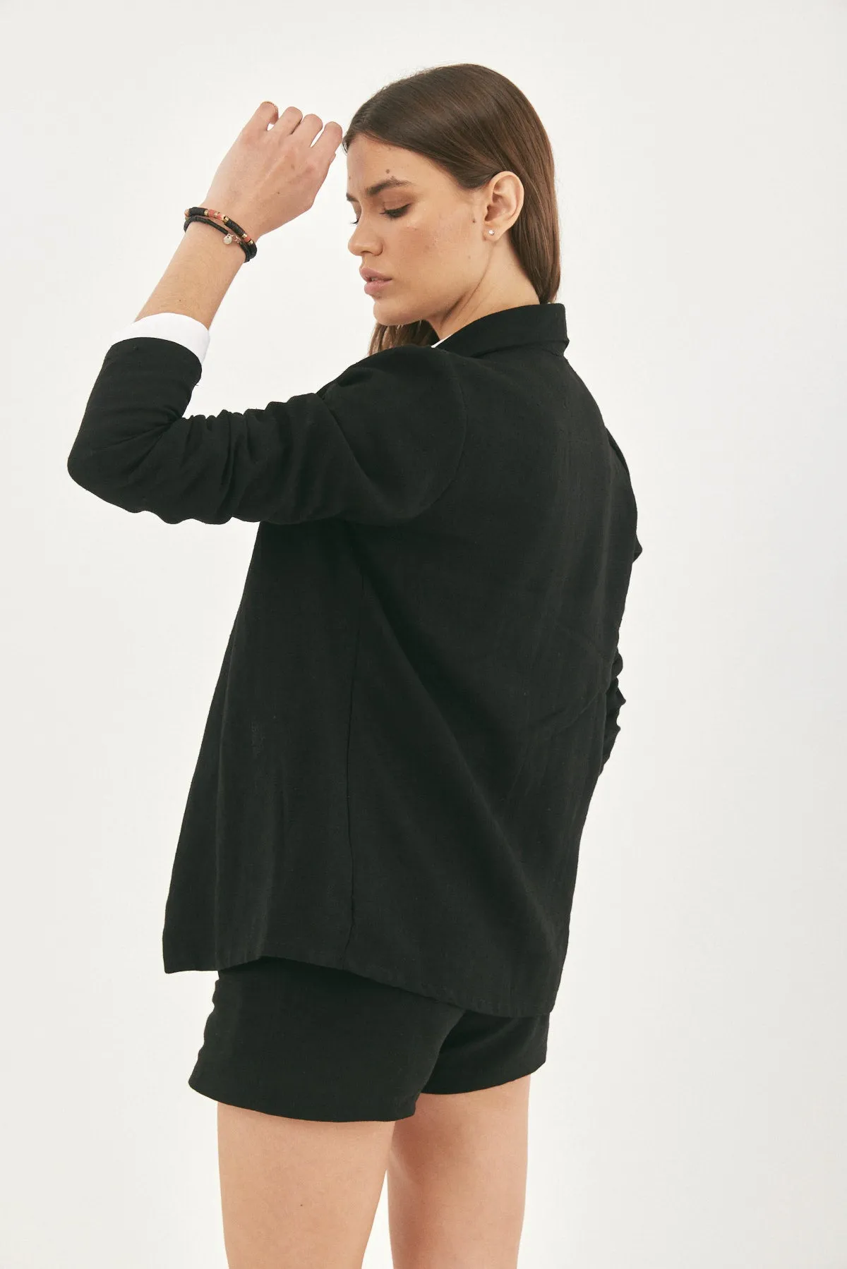 MILLA BLACK LINEN JACKET