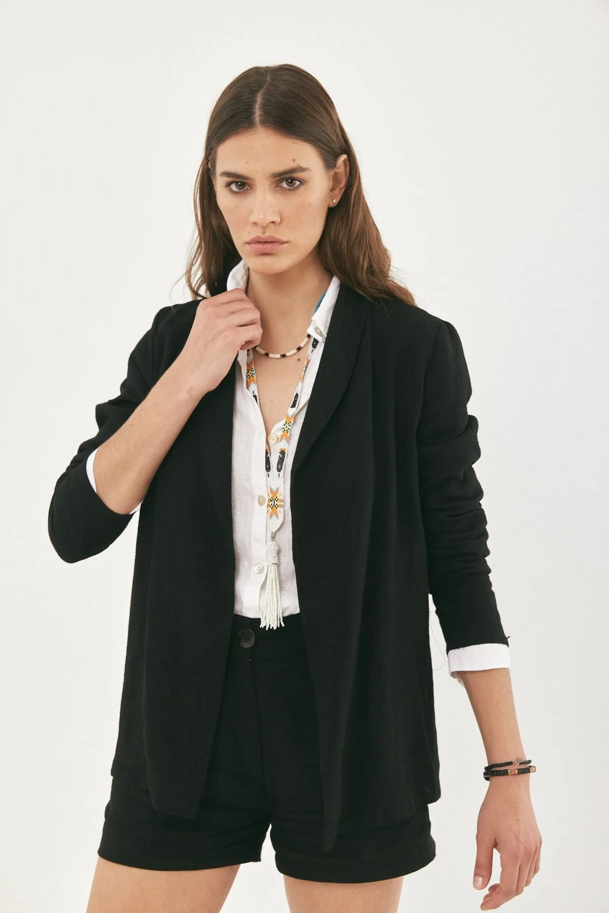 MILLA BLACK LINEN JACKET