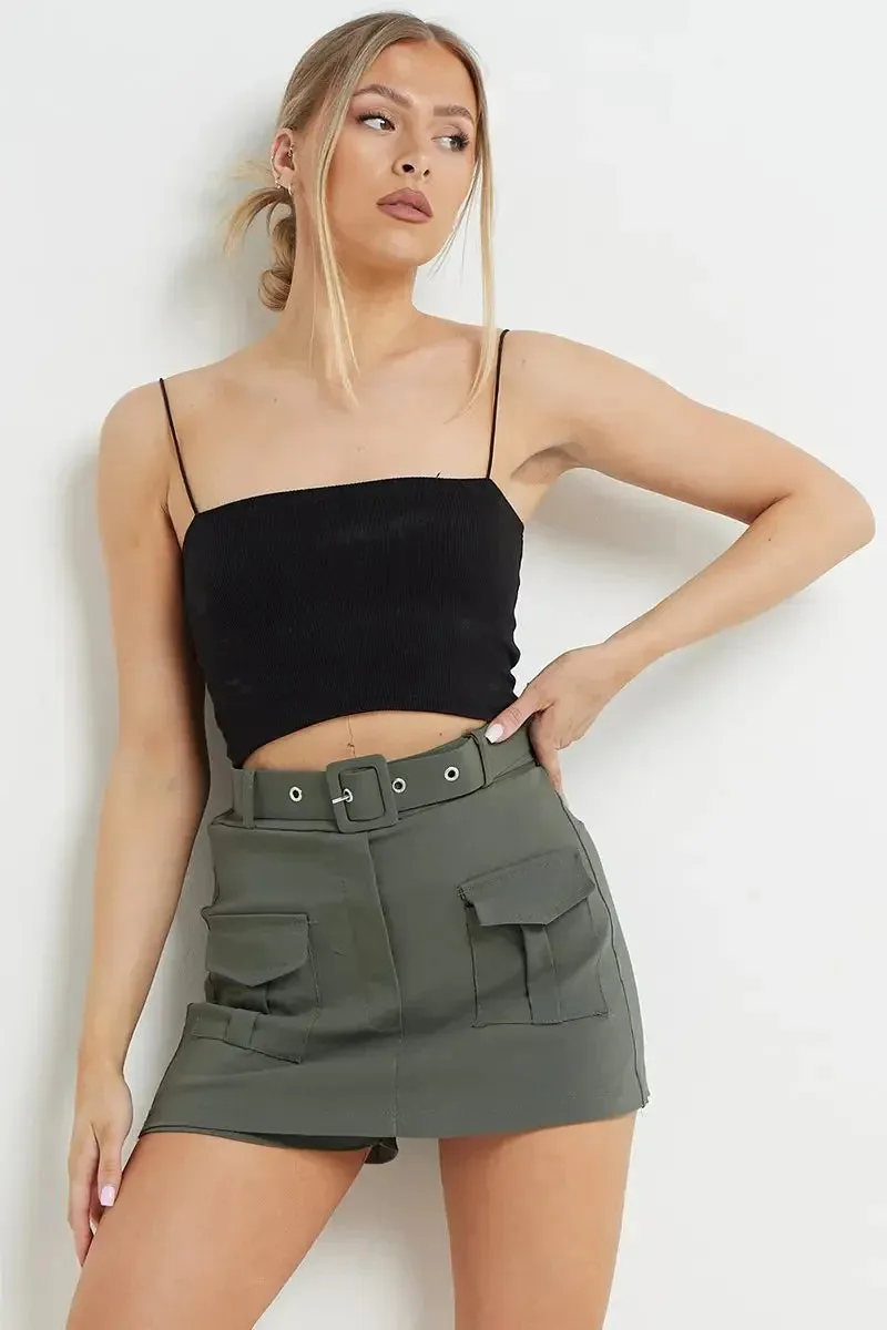 Mirna - High waist cargo pant skirt