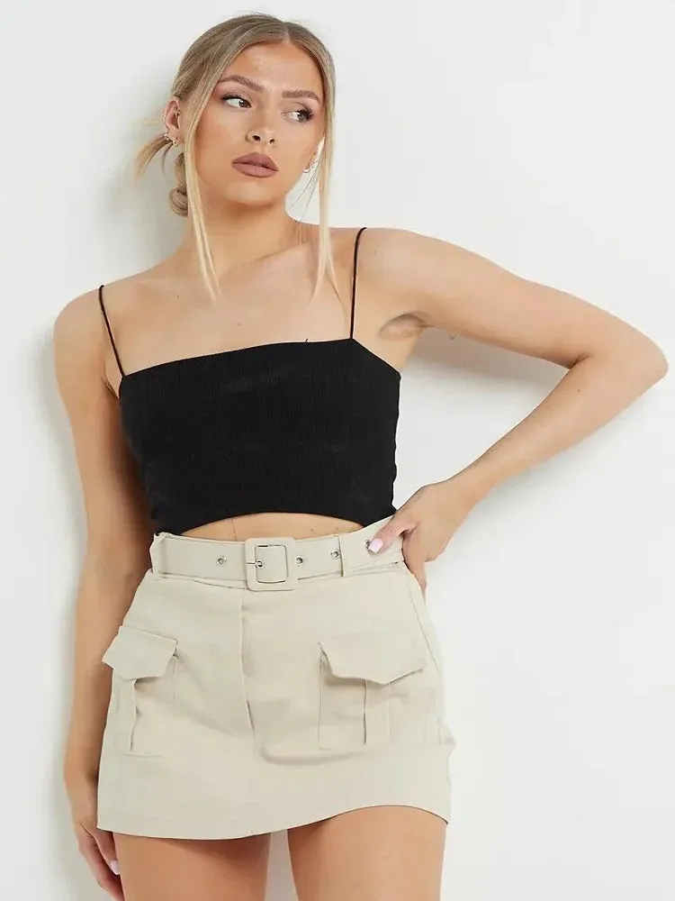 Mirna - High waist cargo pant skirt