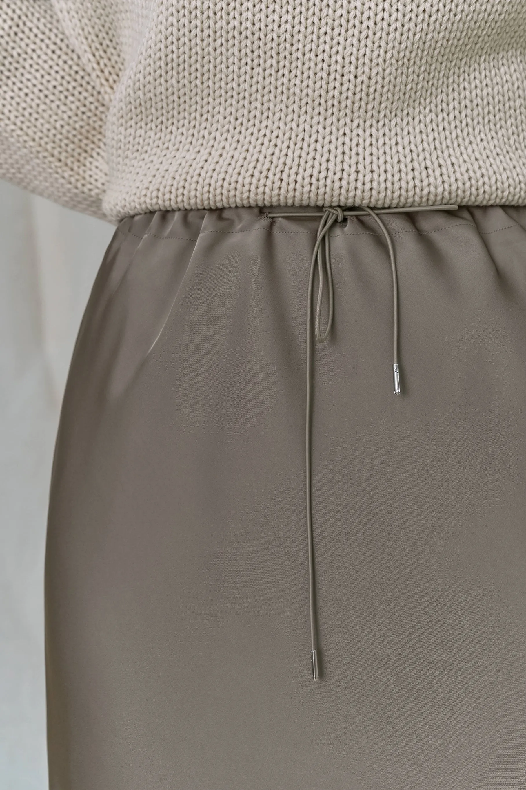 Muriel Satin Skirt, Mocha