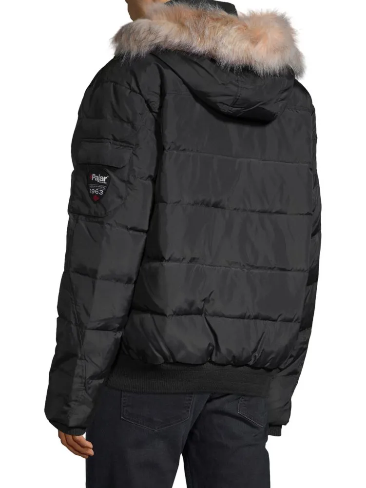 Pajar Mens Wes Faux Fur-Trim Down Bomber Jacket - BLACK