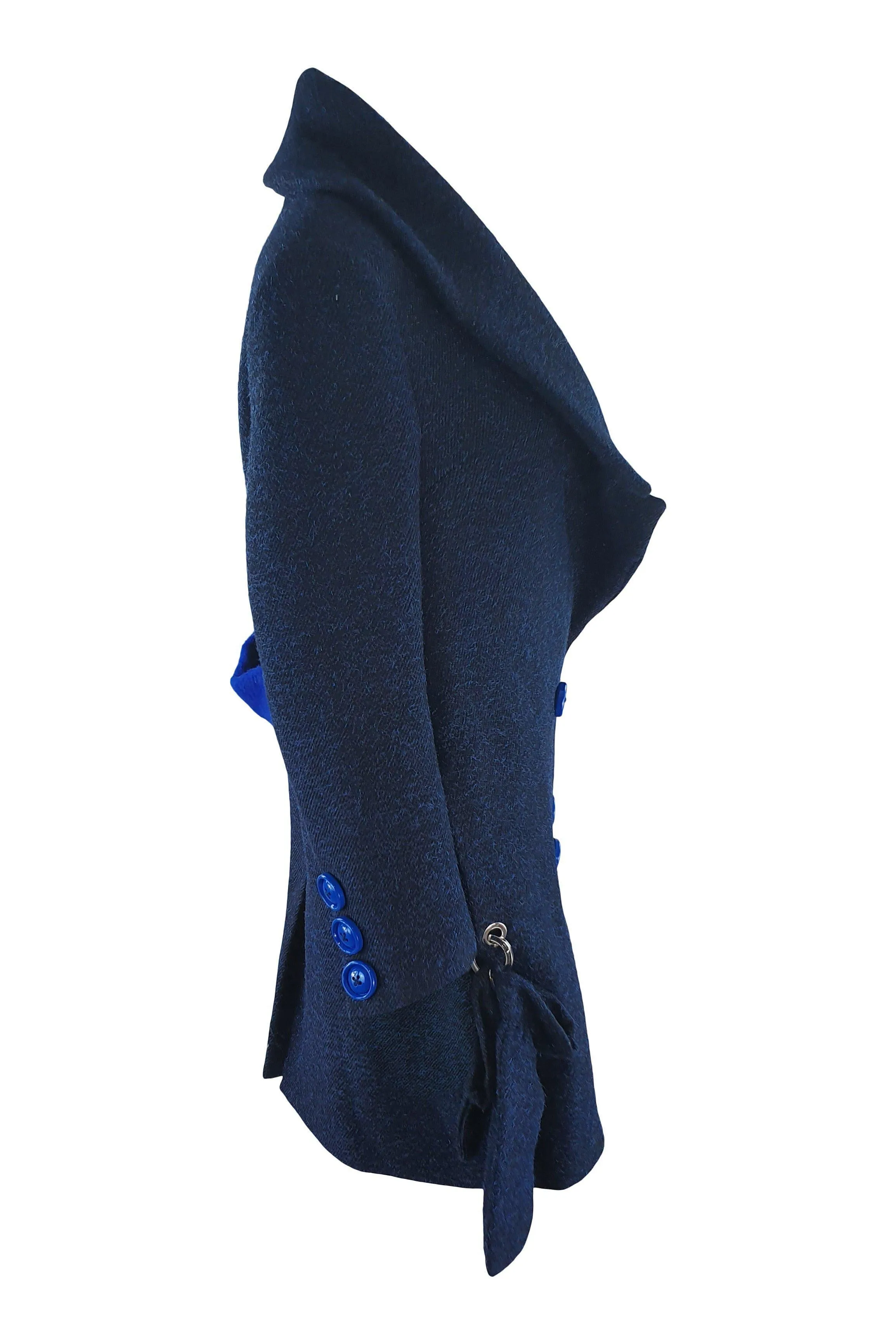 PAPER LONDON Blue Wool Rainbow Coat (UK 10)