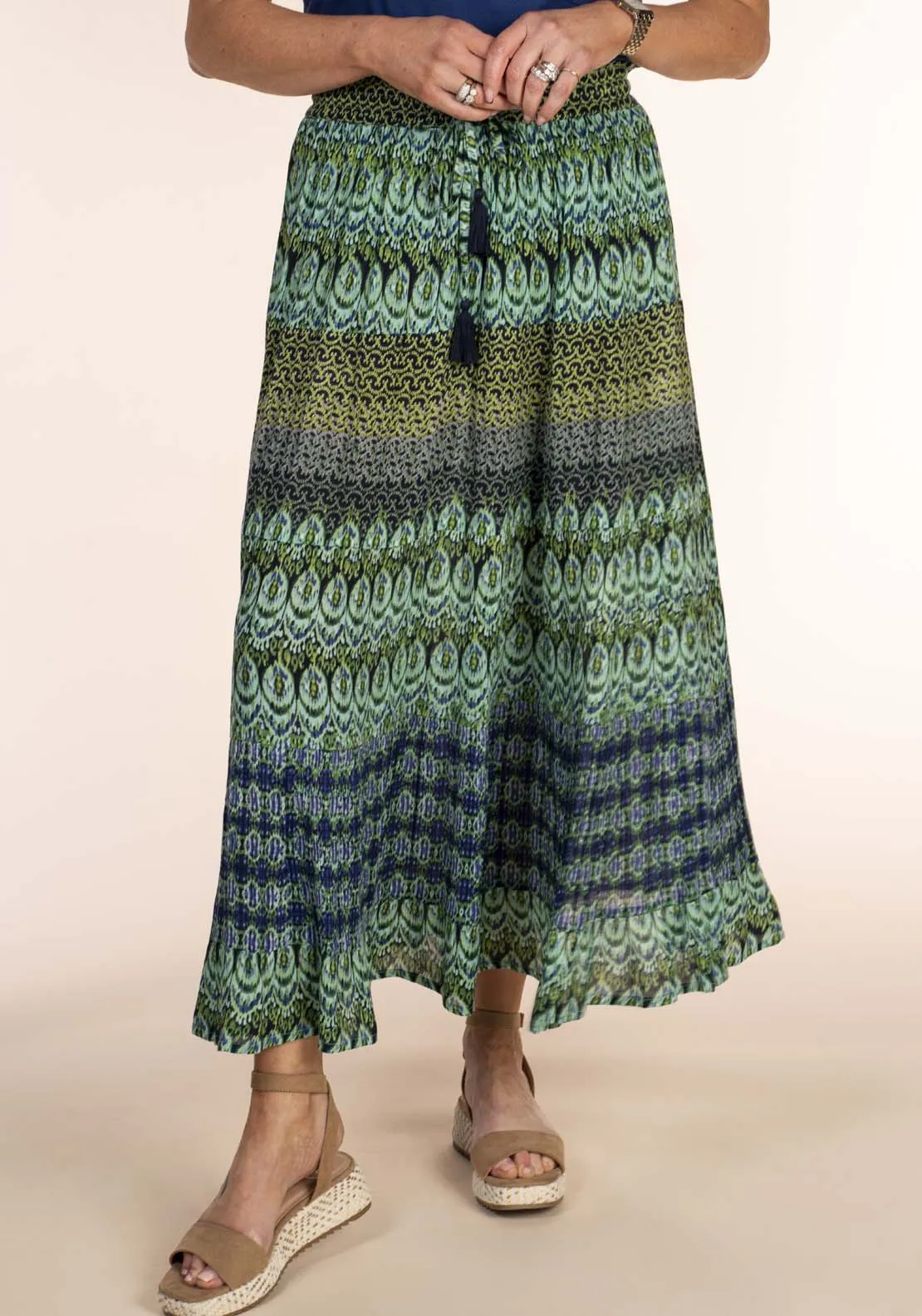 Print Tier Skirt - Blue