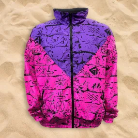 Purple/Pink Gecko Wall "V Full Zip" Windbreaker!