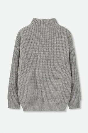 SERA SWEATER IN EXTRAFINE MERINO WOOL IN LIGHT HEATHER GREY