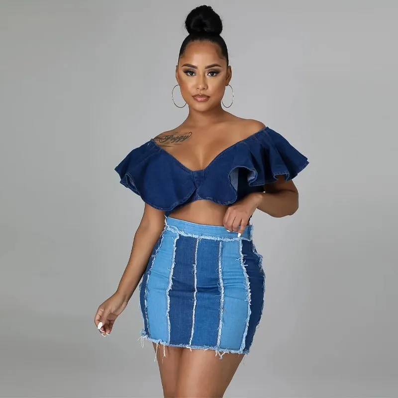 Sexy Stretch High Waist Hip Skirt Denim Skirt