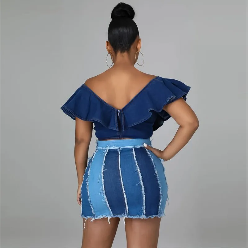 Sexy Stretch High Waist Hip Skirt Denim Skirt