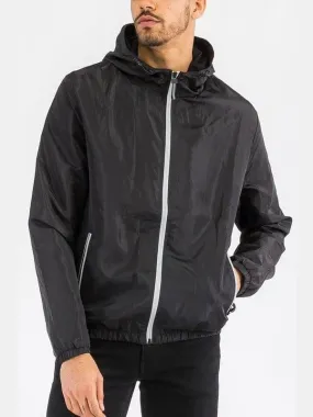 SOLID HOODED LIGHTWEIGHT WINDBREAKER JACKET