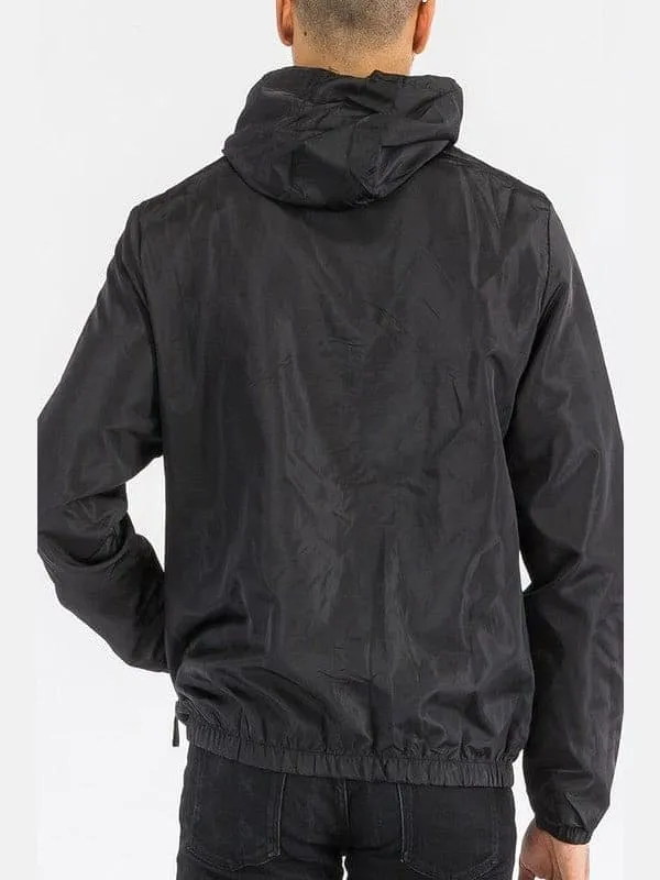 SOLID HOODED LIGHTWEIGHT WINDBREAKER JACKET