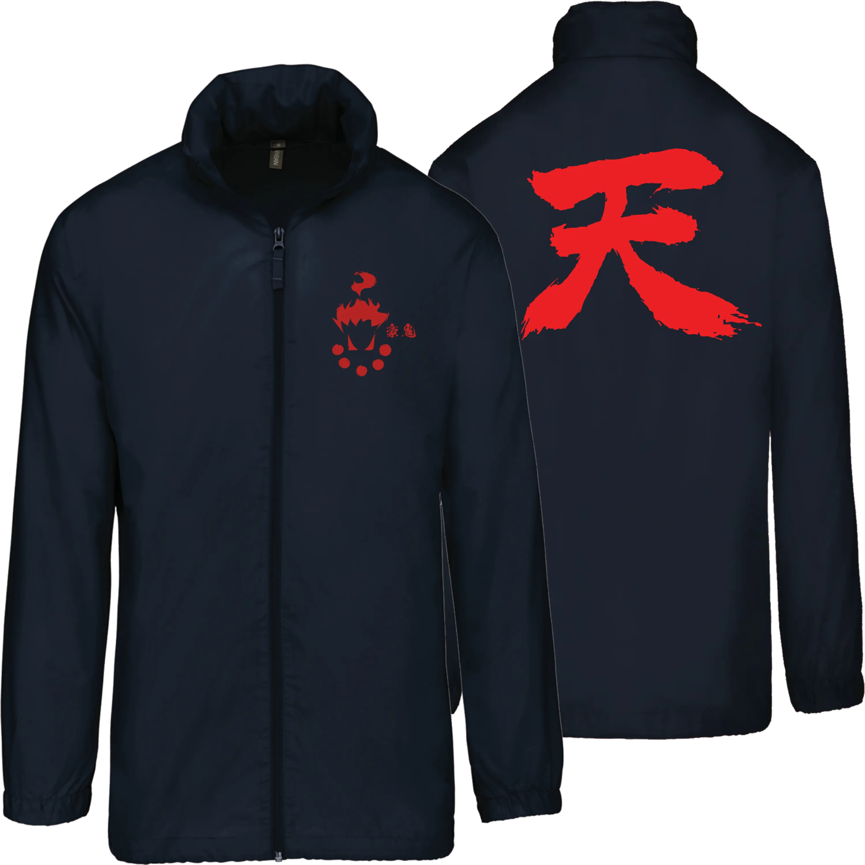 Street Fighter Akuma Heaven Premium Navy Windbreaker Jacket