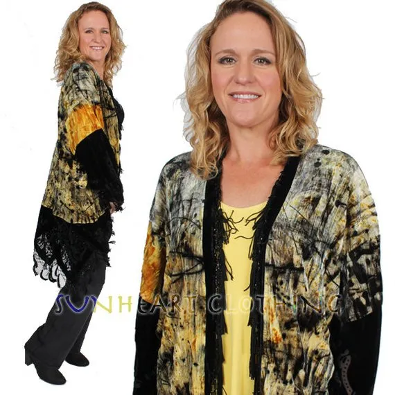 Sunheart Silk Velvet Paris Flapper Opera Coat Tassel Fringe Sml-5x