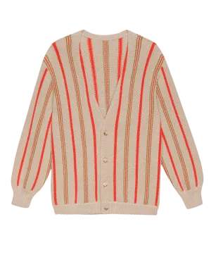 The Everett Cardigan. -- Oatmeal Heritage Stripe