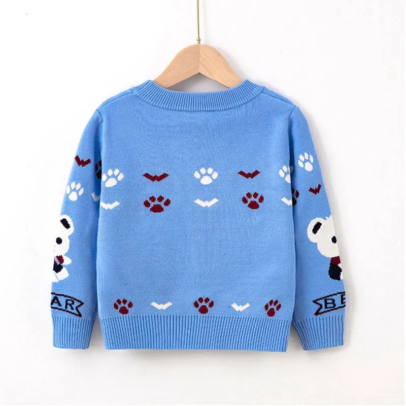 Toddler Kids Solid Cartoon Bear Knitting Sweater Cardigan Coat