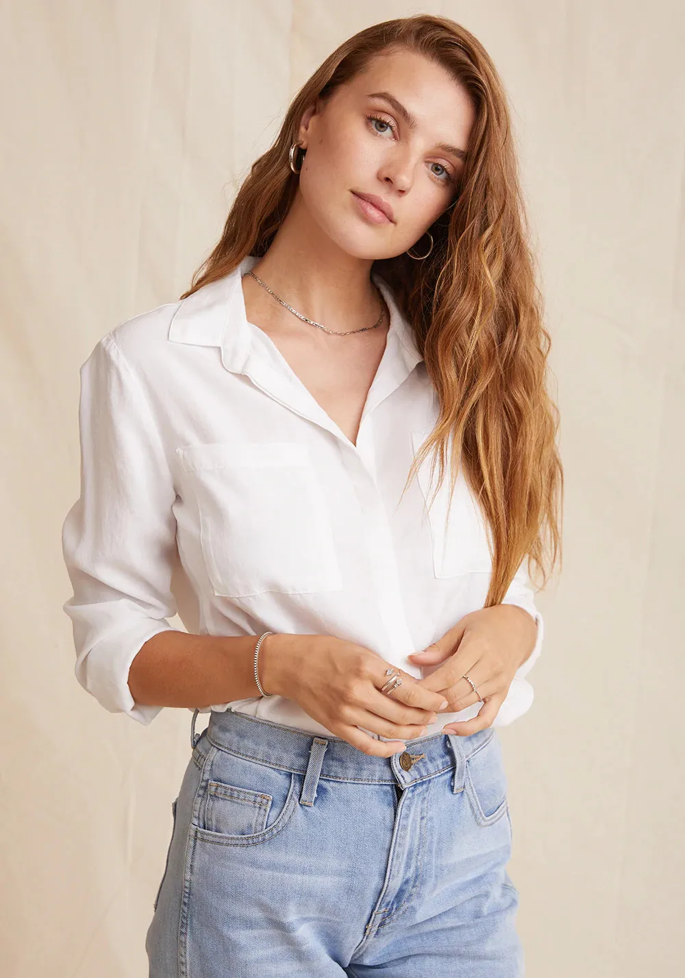 Two Pocket Button Down - White