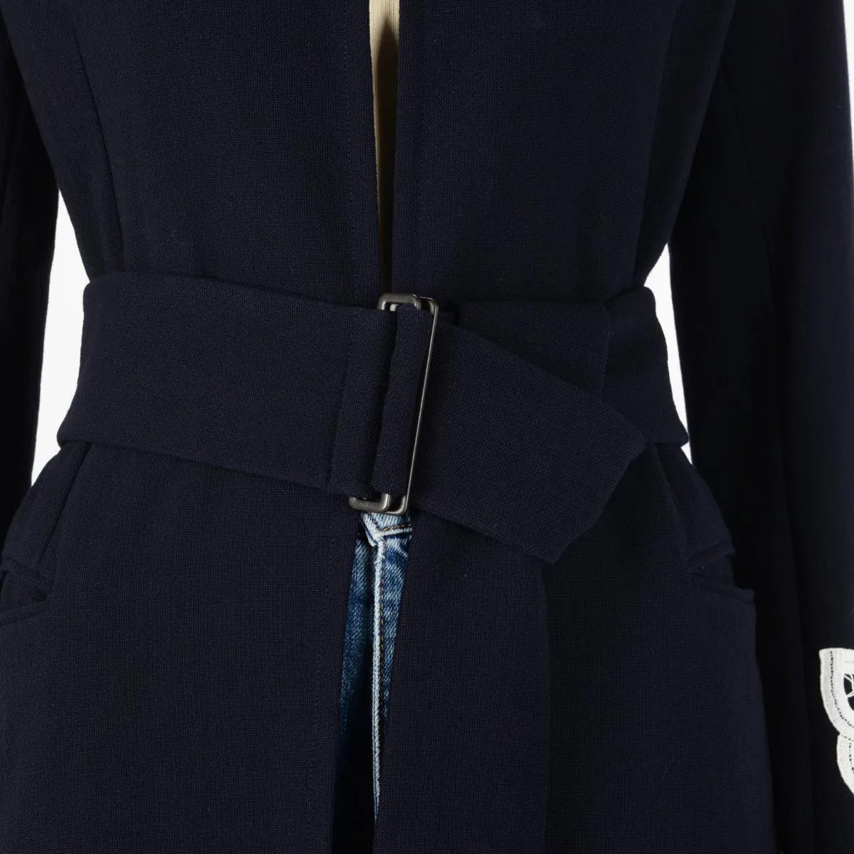 Victoria Beckham Navy Wool Lace Detail Coat UK 10