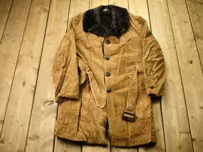 Vintage 1970s Brown Corduroy Trench Coat / Button Up Winter Outerwear / Streetwear / Vintage Fur / Made In USA