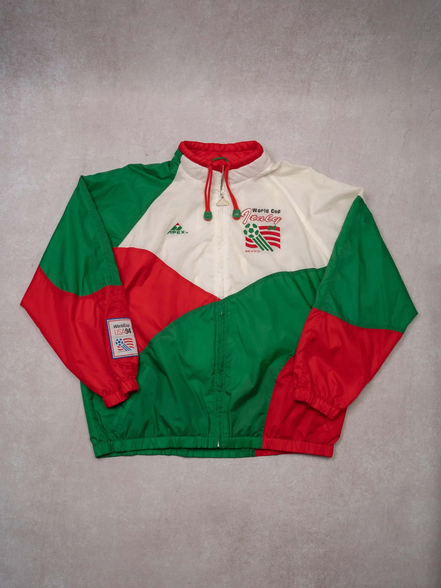 Vintage '94 White   Green   Red World Cup Italy Windbreaker (XL/XXL)