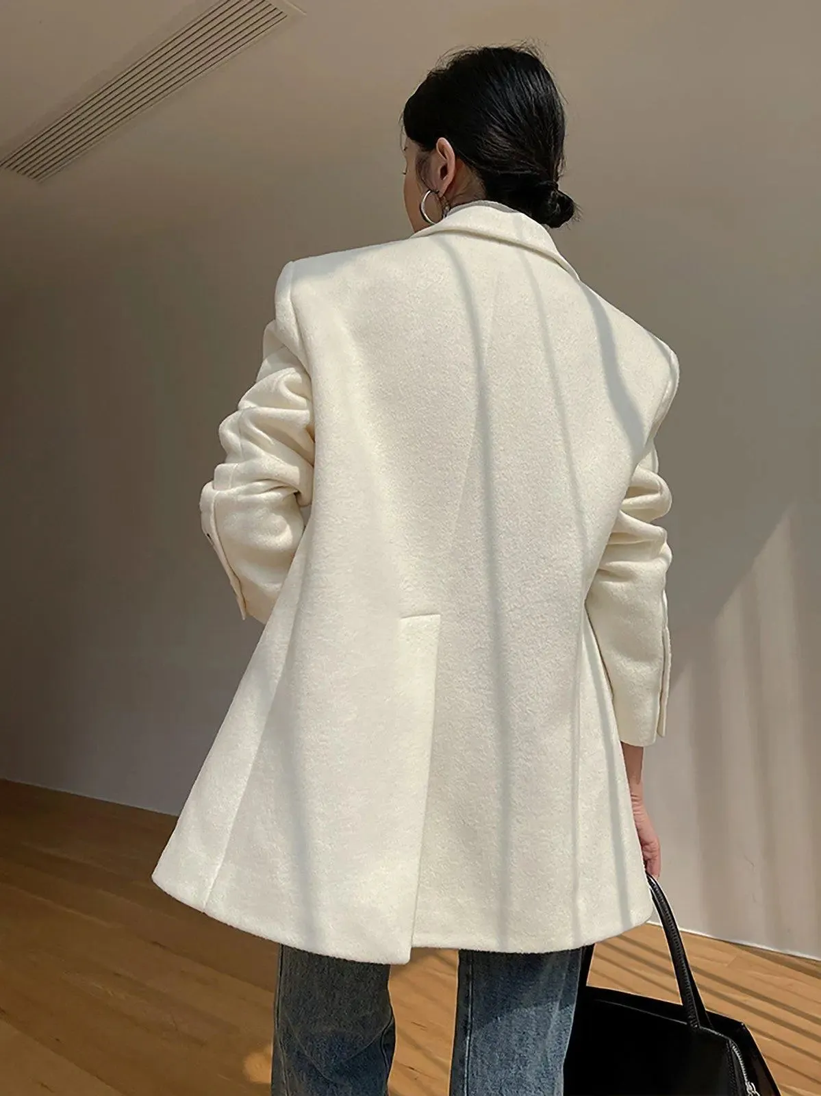 Women Beige Wool Blazer Coat,White Wool Suit,Wool Blazer,Autumn Wool Coat,Wool Jacket Women,White Wool Blazer Coat,Winter Coat,White Suit