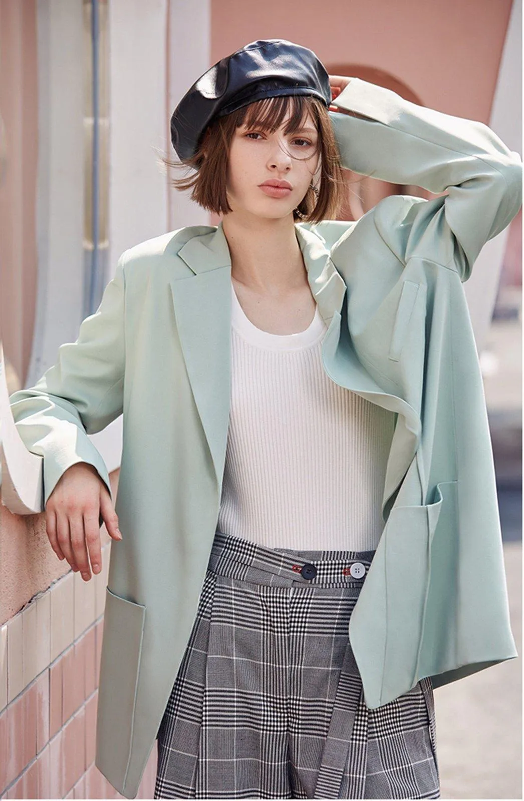 Women Suit,Pink Blazer,Women Windbreaker,loose suit,Cotton Blend Blazer Jacket,Office Lady Coat,Oversize Blazer coat,Spring Autumn outfits