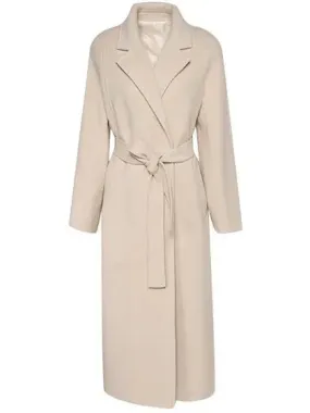 Women’s Belted Cashmere Wool Wrap Coat, Arcade White