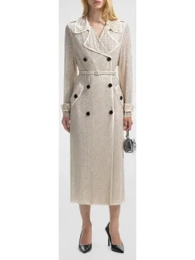 Women’s Belted Crystal Embellished Trench Coat