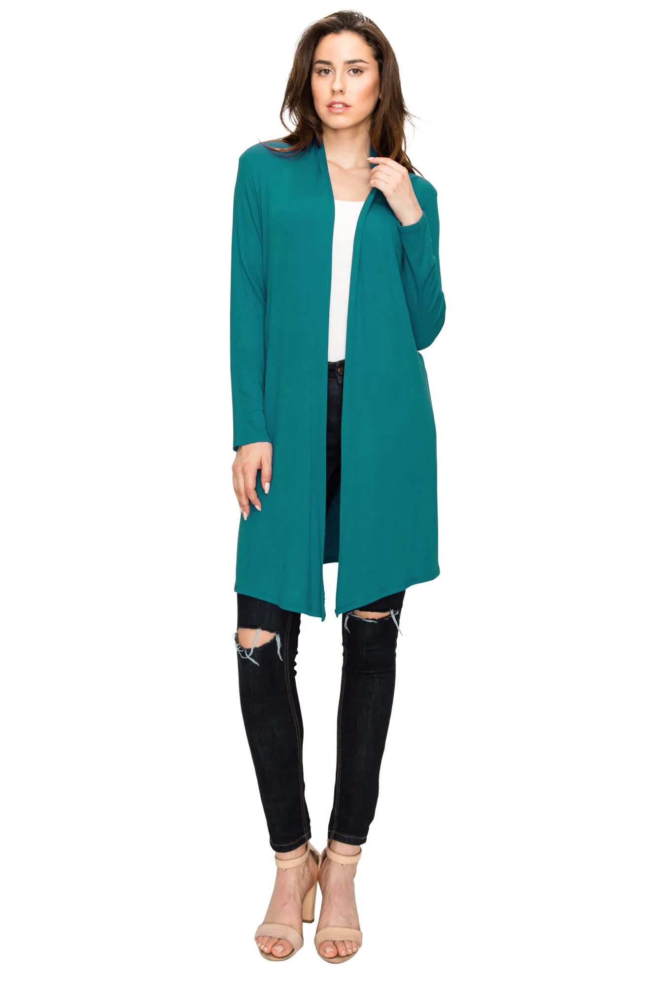 Women's Long Sleeve Open Front Long Cardigan