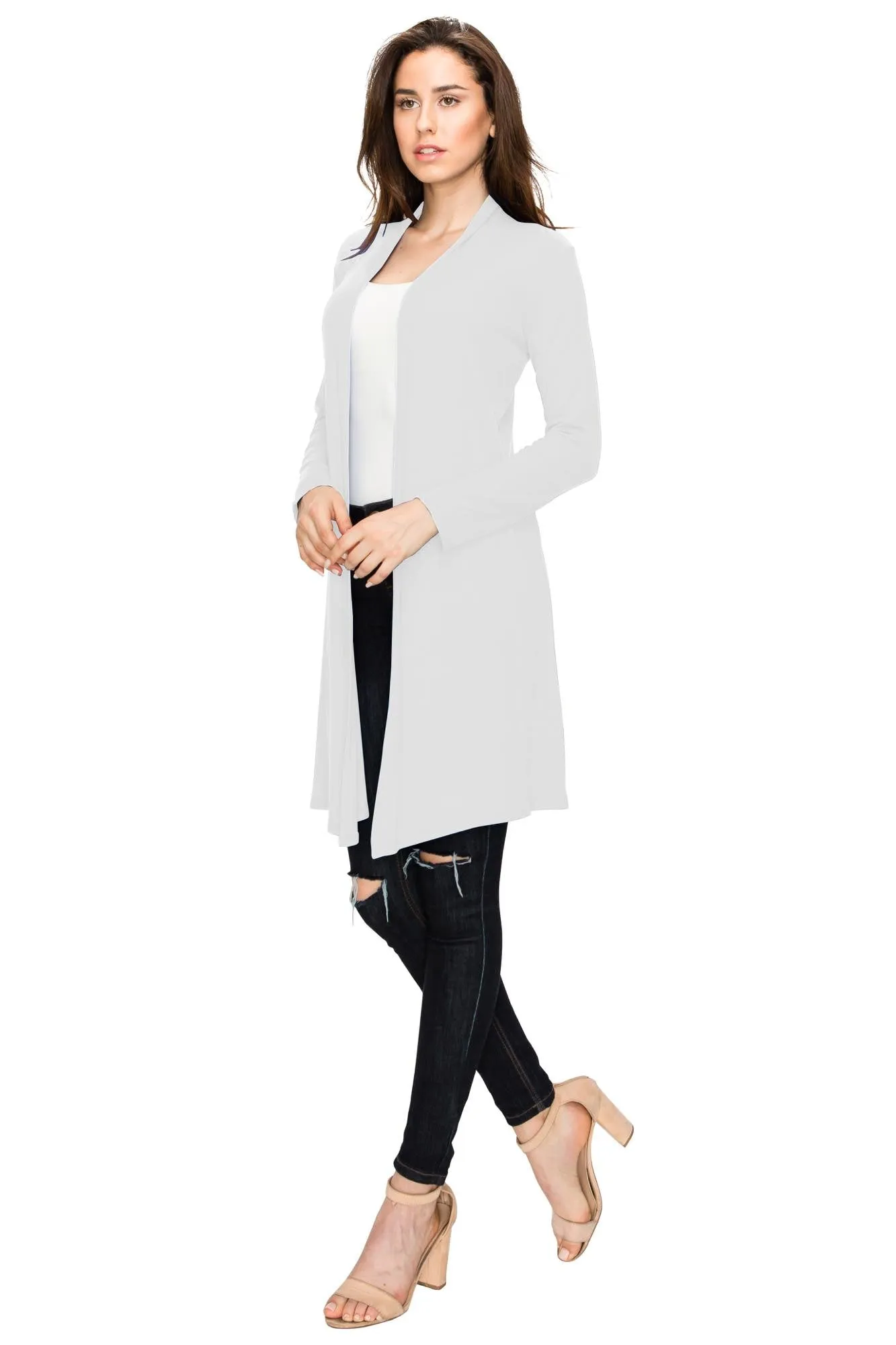 Women's Long Sleeve Open Front Long Cardigan