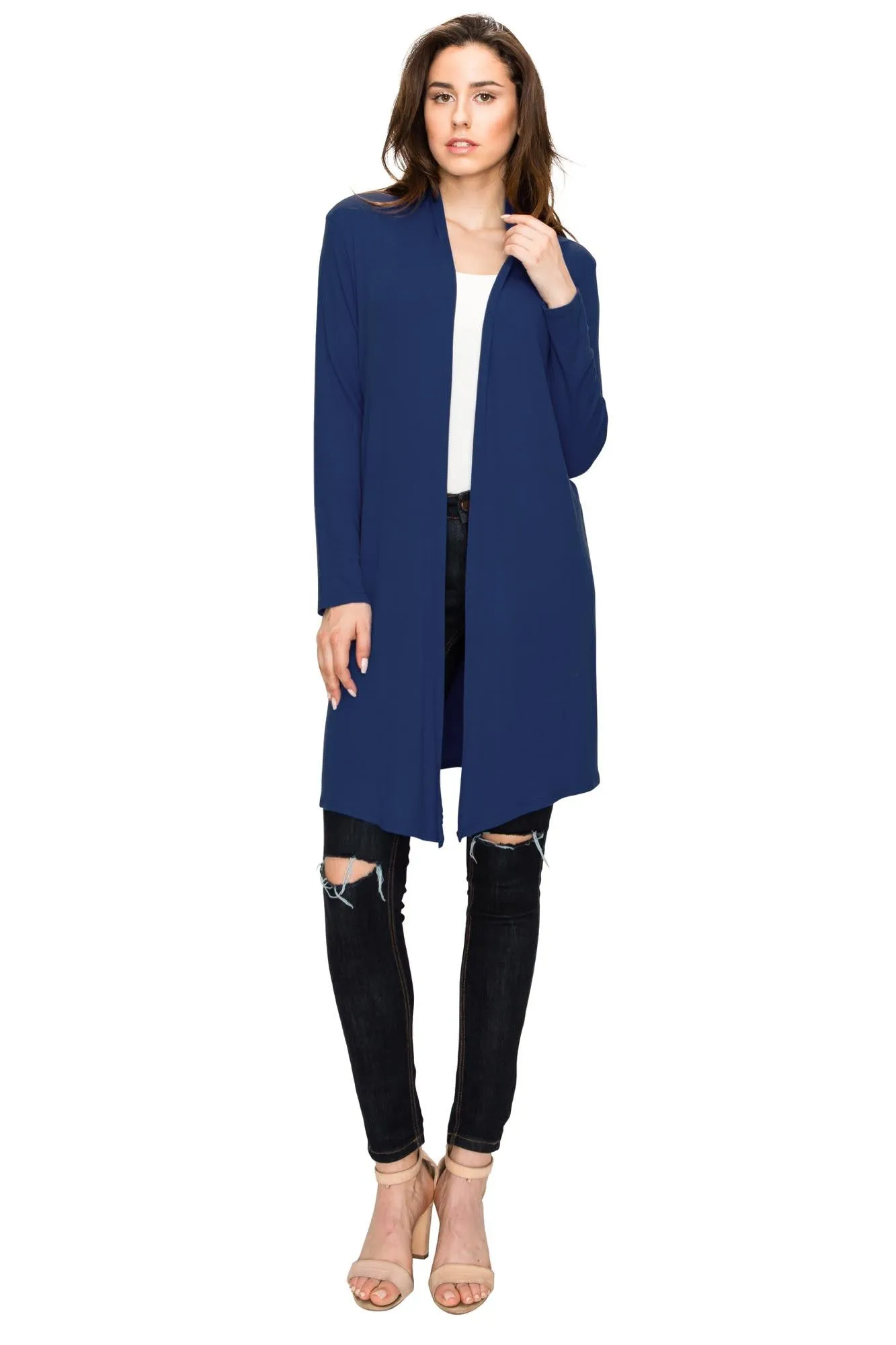 Women's Long Sleeve Open Front Long Cardigan