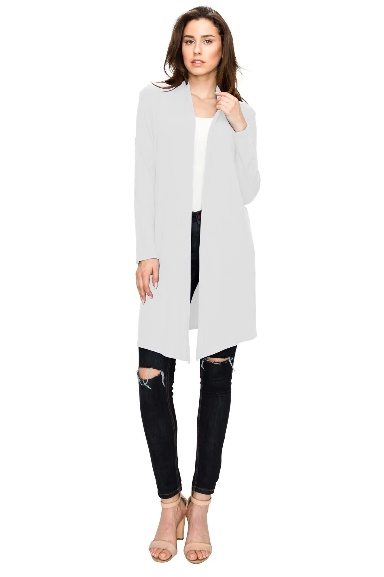 Women's Long Sleeve Open Front Long Cardigan